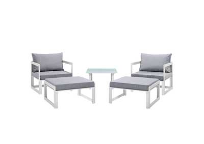 Image for Fortuna White Gray 5 Piece Outdoor Patio Sectional Sofa Set