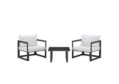 Image for Fortuna Brown White 3 Piece Outdoor Patio Sectional Sofa Set