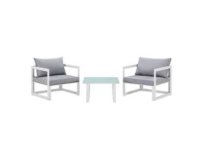 Image for Fortuna White Gray 3 Piece Outdoor Patio Sectional Sofa Set