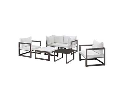 Image for Fortuna Brown White 6 Piece Outdoor Patio Sectional Sofa Set