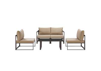 Image for Fortuna Brown Mocha 5 Piece Outdoor Patio Sectional Sofa Set