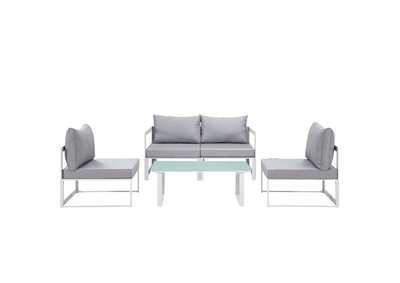 Image for Fortuna White Gray 5 Piece Outdoor Patio Sectional Sofa Set