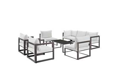 Image for Fortuna Brown White 8 Piece Outdoor Patio Sectional Sofa Set