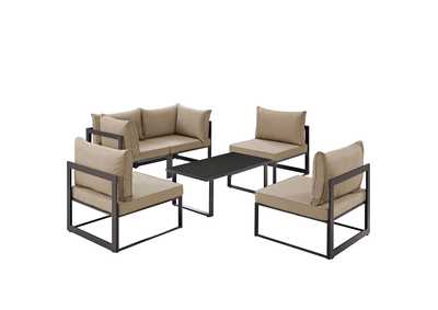 Image for Fortuna Brown Mocha 6 Piece Outdoor Patio Sectional Sofa Set