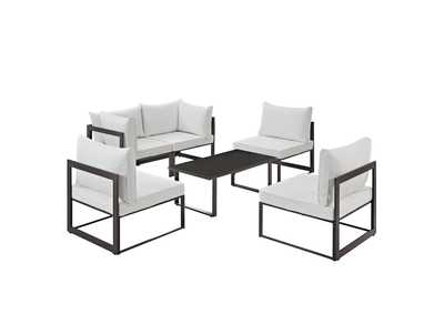 Image for Fortuna Brown White 6 Piece Outdoor Patio Sectional Sofa Set