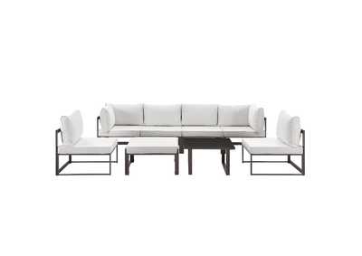 Image for Fortuna Brown White 8 Piece Outdoor Patio Sectional Sofa Set