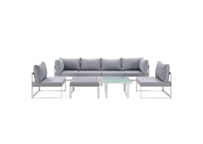 Image for Fortuna White Gray 8 Piece Outdoor Patio Sectional Sofa Set