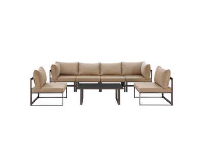 Image for Fortuna Brown Mocha 7 Piece Outdoor Patio Sectional Sofa Set