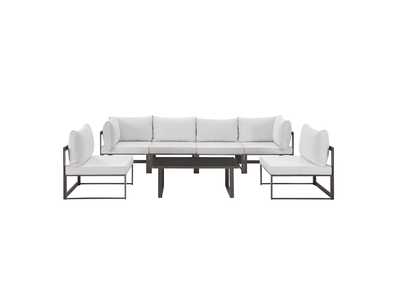 Image for Fortuna Brown White 7 Piece Outdoor Patio Sectional Sofa Set