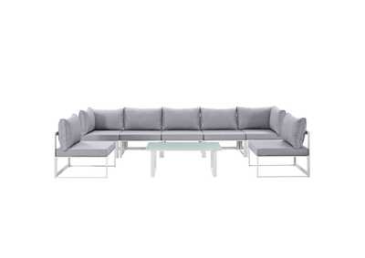 Image for Fortuna White Gray 8 Piece Outdoor Patio Sectional Sofa Set