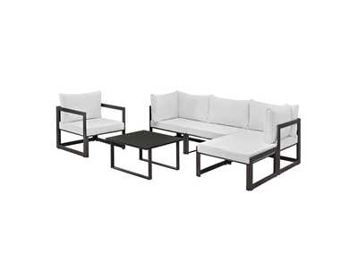 Image for Fortuna Brown White 6 Piece Outdoor Patio Sectional Sofa Set