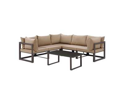 Image for Fortuna Brown Mocha 6 Piece Outdoor Patio Sectional Sofa Set