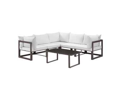 Image for Fortuna Brown White 6 Piece Outdoor Patio Sectional Sofa Set