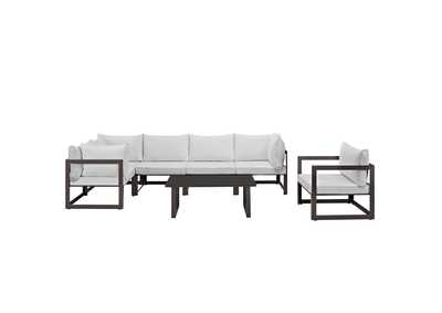 Image for Fortuna Brown White 7 Piece Outdoor Patio Sectional Sofa Set