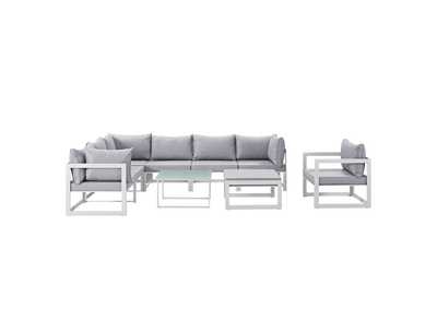 Image for Fortuna White Gray 9 Piece Outdoor Patio Sectional Sofa Set