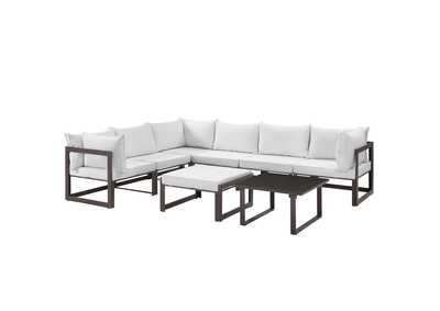 Image for Fortuna Brown White 8 Piece Outdoor Patio Sectional Sofa Set