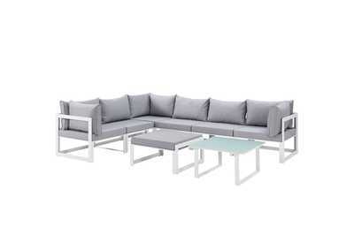 Image for Fortuna White Gray 8 Piece Outdoor Patio Sectional Sofa Set