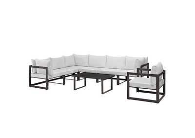 Image for Fortuna Brown White 8 Piece Outdoor Patio Sectional Sofa Set