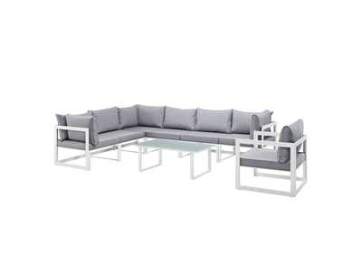 Image for Fortuna White Gray 8 Piece Outdoor Patio Sectional Sofa Set