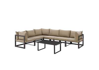 Image for Fortuna Brown Mocha 7 Piece Outdoor Patio Sectional Sofa Set