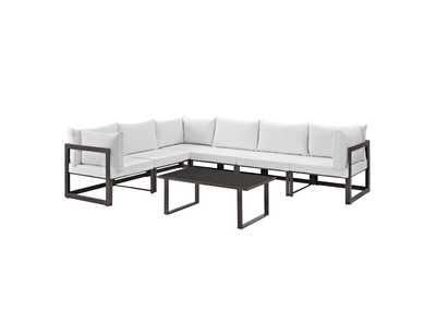 Image for Fortuna Brown White 7 Piece Outdoor Patio Sectional Sofa Set