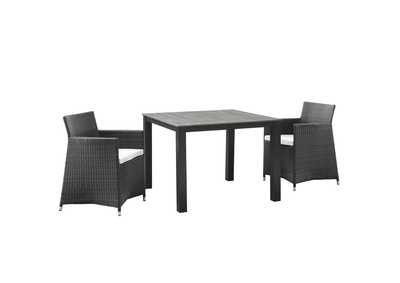 Image for Brown White Junction 3 Piece Outdoor Patio Wicker Dining Set