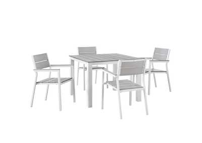 Image for White Light Gray Maine 5 Piece Outdoor Patio Dining Set