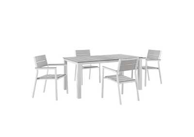 Image for White Light Gray Maine 5 Piece Outdoor Patio Dining Set