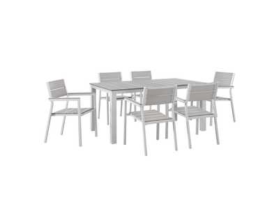 Image for Maine White Light Gray 7 Piece Outdoor Patio Dining Set