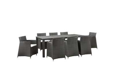 Image for Brown White Junction 9 Piece Outdoor Patio Dining Set