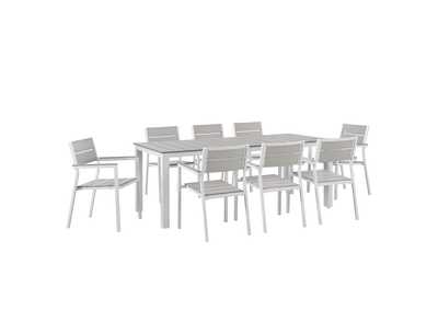 Image for White Light Gray Maine 9 Piece Outdoor Patio Dining Set