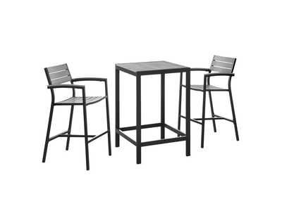 Image for Brown Gray Maine 3 Piece Outdoor Patio Dining Set