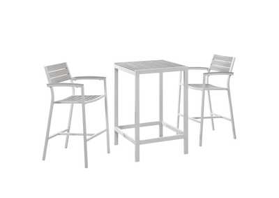 Image for White Light Gray Maine 3 Piece Outdoor Patio Dining Set