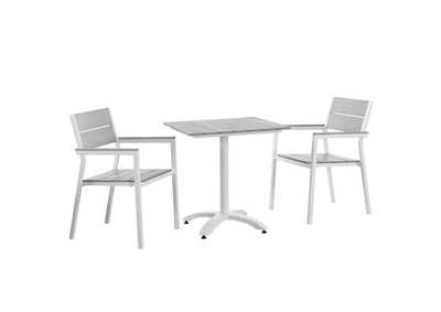Image for White Light Gray Maine 3 Piece Outdoor Patio Dining Set