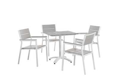 Image for White Light Gray Maine 5 Piece Outdoor Patio Dining Set