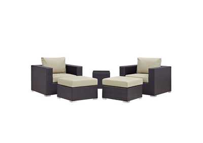 Image for Convene Espresso Beige 5 Piece Outdoor Patio Sectional Set