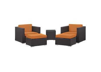 Image for Convene Espresso Orange 5 Piece Outdoor Patio Sectional Set