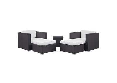 Image for Convene Espresso White 5 Piece Outdoor Patio Sectional Set