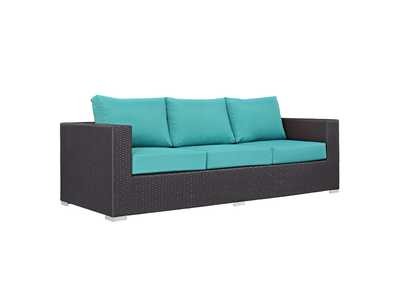 Image for Espresso Turquoise Convene Outdoor Patio Sofa