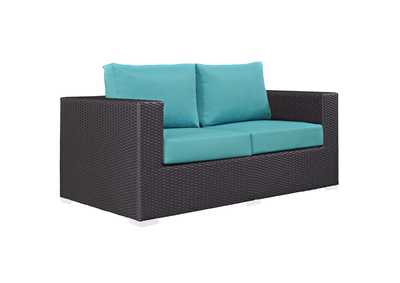 Image for Espresso Turquoise Convene Outdoor Patio Loveseat