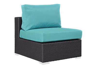 Image for Convene Espresso Turquoise Outdoor Patio Armless