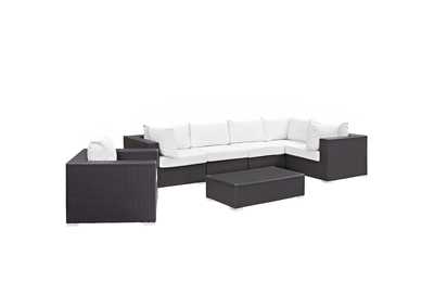 Image for Convene Espresso White 7 Piece Outdoor Patio Sectional Set