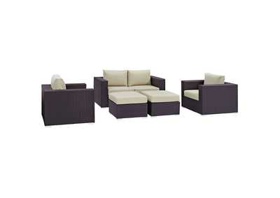 Image for Convene Espresso Beige 5 Piece Outdoor Patio Sofa Set