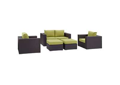 Image for Convene Espresso Peridot 5 Piece Outdoor Patio Sofa Set