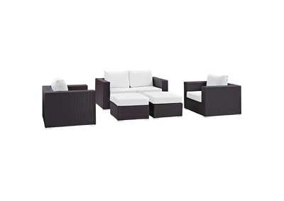 Image for Convene Espresso White 5 Piece Outdoor Patio Sofa Set