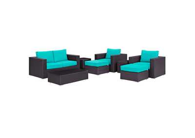 Image for Convene Espresso Turquoise 8 Piece Outdoor Patio Sofa Set