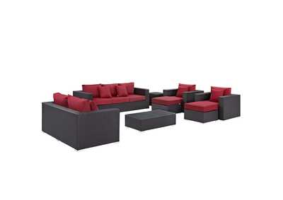 Image for Convene Espresso Red 9 Piece Outdoor Patio Sofa Set