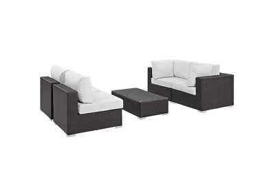 Image for Convene Espresso White 5 Piece Outdoor Patio Sectional Set