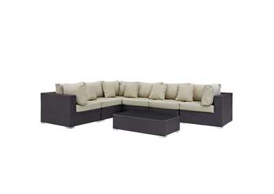 Image for Convene Espresso Beige 7 Piece Outdoor Patio Sectional Set