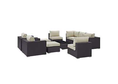 Image for Convene Espresso Beige 10 Piece Outdoor Patio Sectional Set